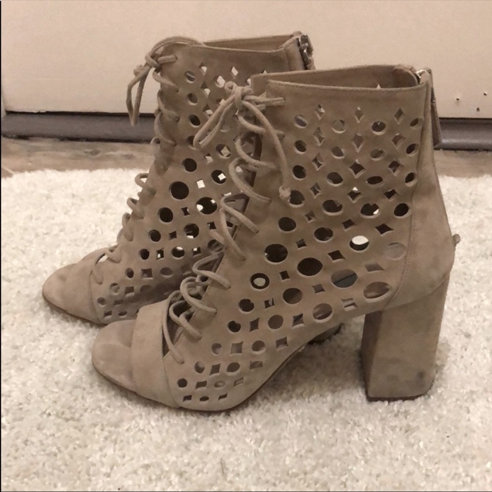 Prada lace up suede booties